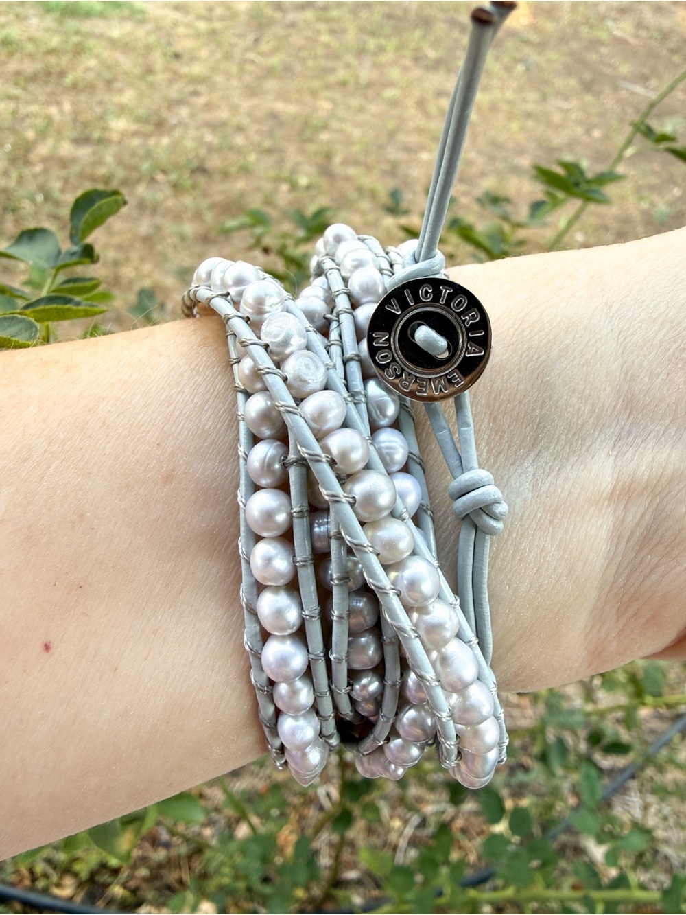 Victoria Emerson Gray real Pearl Wrap Bracelet / Necklace